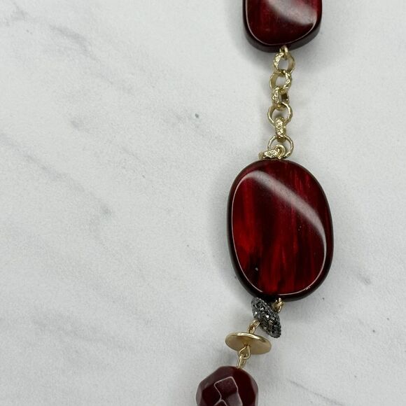 Chico's Chunky Red Burgundy Beaded Statement Necklace ✨ - Picture 5 of 10